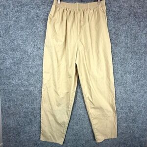 Uniform City Grandma Pants Womens Large Tan Elastic Waist Straight Leg Pull‎ On